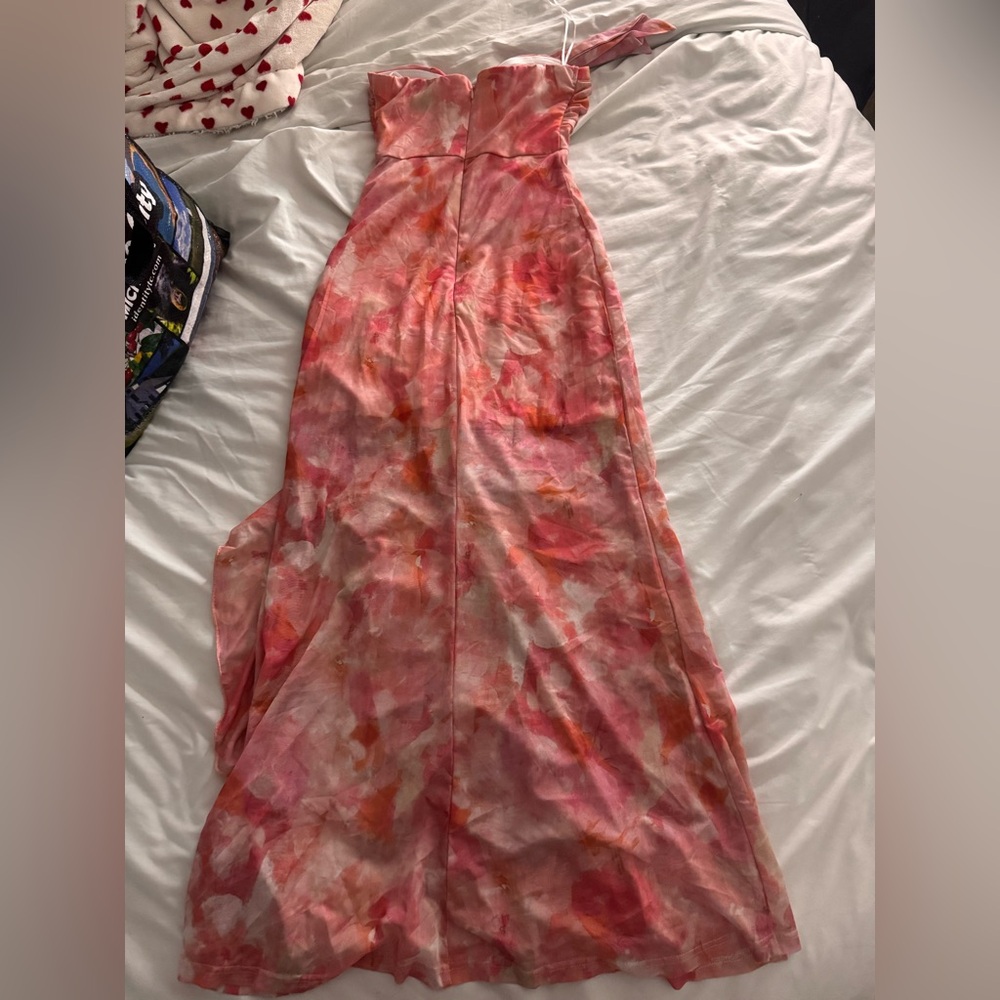Hello Molly Pink and White Asymmetrical Maxi dress - Picture 2 of 4
